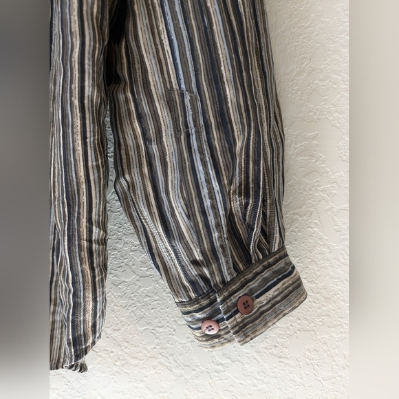 Axis Men's 100% Silk Button-Up Striped Shirt Workwear Office - Picture 8 of 10